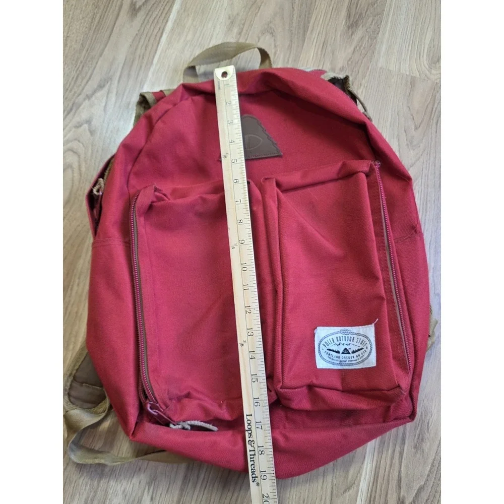 Poler‎ Outdoor Stuff Backpack Red Canvas Brown Leather Portland Oregon